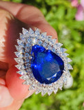 Vintage Ring-dant Platinum 11ct Pear Tanzanite VS Diamond Ballerina Ring Pendant