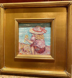 KADLIC Abstract ImpastoSeascape Original Oil Painting Gold Gilt Frame 12x12" Art