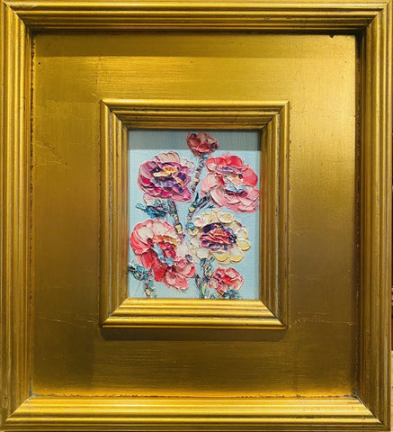 KADLIC Original Oil Painting Wildflowers Impasto Gold Gilt 12” Frame