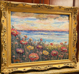 KADLIC Abstract Sunset Seascape Impasto Original Oil Painting Gold Frame 24