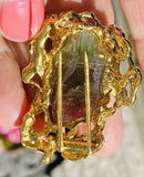 Vintage ARTHUR KING 18k Gold  Watermelon Pink Green Tourmaline Pendant Brooch