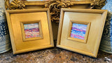 KADLIC PAIR Of Abstract Impasto Original Oil Paintings Gold Gilt Frame Fine Art