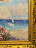 KADLIC Impressionist Wildflowers Floral Original Oil Painting Gold Gilt Frame