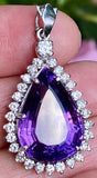 Vintage Estate 14k Gold Diamond Amethyst Necklace Pendant
