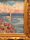 24x20" Mediterranean Seascape KADLIC Original Oil Painting Art Gold Frame