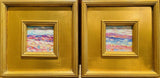 KADLIC PAIR Of Abstract Impasto Original Oil Paintings Gold Gilt Frame Fine Art