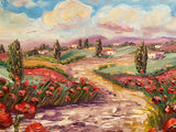 KADLIC Tuscany Italy Impressionist Original Oil Painting On canvas 36x24"