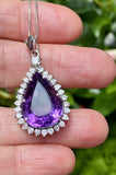 Vintage Estate 14k Gold Diamond Amethyst Necklace Pendant