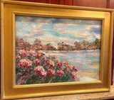 KADLIC Abstract Sunset Seascape Impasto Original Oil Painting Gold Frame 24