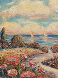 KADLIC Abstract Sunset Seascape Impasto Original Oil Painting 24” Large Art