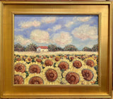 KADLIC Impressionist Tuscany Sunflowers Original Oil Painting Gold Frame 24"