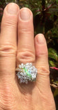 Vintage Midcentury 18k Gold 4ct Diamond Cluster Cocktail Ring