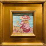KADLIC Abstract ImpastoSeascape Original Oil Painting Gold Gilt Frame 12x12" Art