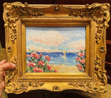 KADLIC Original Oil Painting Impressionist Seascape Impasto Gold Gilt 15" Frame