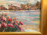 KADLIC Abstract Sunset Seascape Impasto Original Oil Painting Gold Frame 24