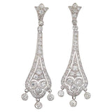 Stunning Art Deco Estate Pair of Platinum 4.50 Ct Diamond Pendant Earrings