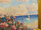 KADLIC Impressionist Wildflowers Floral Original Oil Painting Gold Gilt Frame