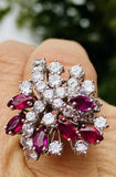 Vintage Midcentury 1950s Retro Platinum 4.50ct Ruby VS Diamond Ring