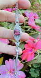 Art Deco Vintage Retro Estate 14k Gold Diamond Pink Tourmaline Bracelet