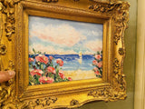 KADLIC Original Oil Painting Impressionist Seascape Impasto Gold Gilt 15" Frame