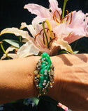 STUNNING Peter Lindeman Handmade 18k Gold Jade Diamond Bangle Bracelet