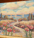 KADLIC Abstract Sunset Seascape Impasto Original Oil Painting 24” Large Art