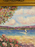 KADLIC Impressionist Wildflowers Floral Original Oil Painting Gold Gilt Frame