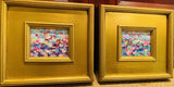 KADLIC Abstract Landscape PAIR Original Oil Painting Gold Gilt Frame Fine Art