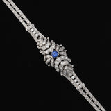 Art Deco Retro 1940s Platinum 4.52ct Natural Blue Sapphire VS Diamond Bracelet