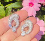 Vintage Estate Platinum 14k Gold 4.90ct VS Pave Diamond Drop Pendant Earring Cli
