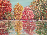 KADLIC Abstract Trees Autumn Landscape Impasto Original Oil Painting 24x20”