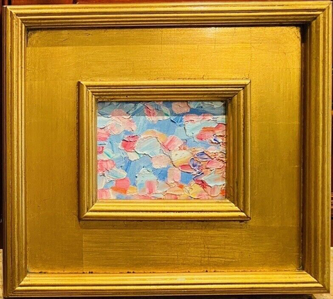 KADLIC Abstract Landscape Original Oil Painting Gold Gilt Frame Fine Art