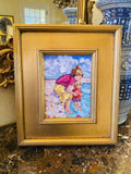 KADLIC Original Oil Painting Impressionist Beach Mother Child Boy Gold Frame