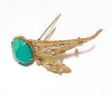 Stunning Tiffany & Co. 18k Gold Turquoise 0.92 ct Diamond Pin / Brooch / Pendant