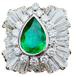 Vintage Ring-dant Platinum 4ct Pear Emerald G VS Diamond Ballerina Ring Pendant