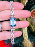 Vintage Mid Century Platinum VS 4ct Diamond Topaz Bracelet