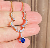 Vintage Estate Kurt Wayne 18k Gold Blue Sapphire Diamond Necklace