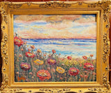 KADLIC Abstract Sunset Seascape Impasto Original Oil Painting Gold Frame 24