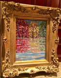 KADLIC Autumn Trees Fall Landscape II Original Oil Painting Gold Gilt Frame
