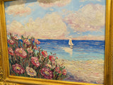 KADLIC Impressionist Wildflowers Floral Original Oil Painting Gold Gilt Frame