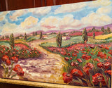 KADLIC Tuscany Italy Impressionist Original Oil Painting On canvas 36x24"