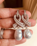 Marlene Stowe 2.62 ct Diamond Day/Night Drop Dangle Baroque Pearl Earrings $8500