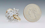 Vintage Midcentury 18k Gold 4ct Diamond Cluster Cocktail Ring