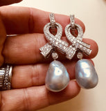 Marlene Stowe 2.62 ct Diamond Day/Night Drop Dangle Baroque Pearl Earrings $8500