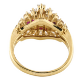 KURT WAYNE 2.00ct 18k Gold Ruby VS Diamond Cluster Anniversary Band Ring VIDEO