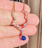 Vintage Estate Kurt Wayne 18k Gold Blue Sapphire Diamond Necklace