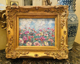 KADLIC Original Oil Painting Floral Landscape Impasto Gold Gilt 15" Frame