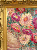 24x20 Vase Flowers Floral Still Life KADLIC Original Oil Painting Art Gold Frame