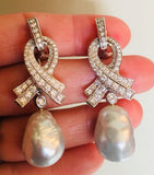 Marlene Stowe 2.62 ct Diamond Day/Night Drop Dangle Baroque Pearl Earrings $8500