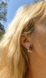 Retro 1950s Ruby Red Pink Tourmaline Diamond 14k Gold Drop Earrings $8k